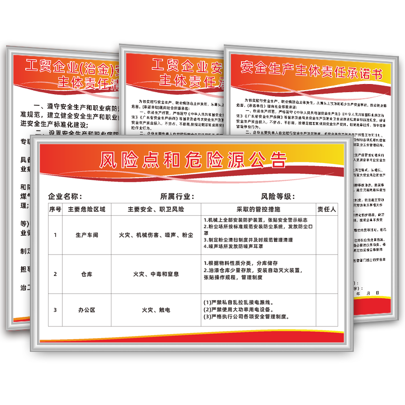 惠州市安全生产主体责任清单经营单位负责人承诺书危险点源公告牌